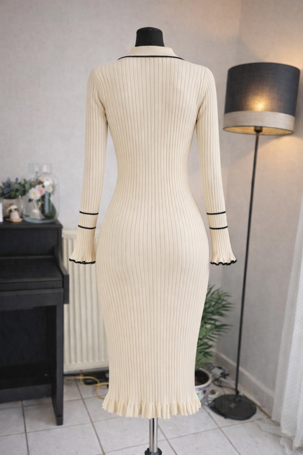 Robe midi élégante crème raffinée